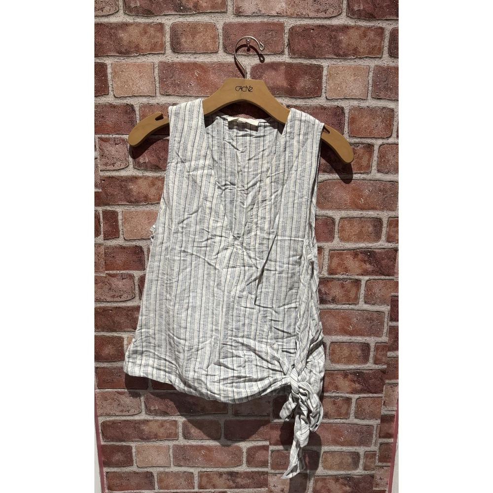 Grade And Gather Top Womens Small Deep V Neck Striped Floral‎ Tank Wrap Style